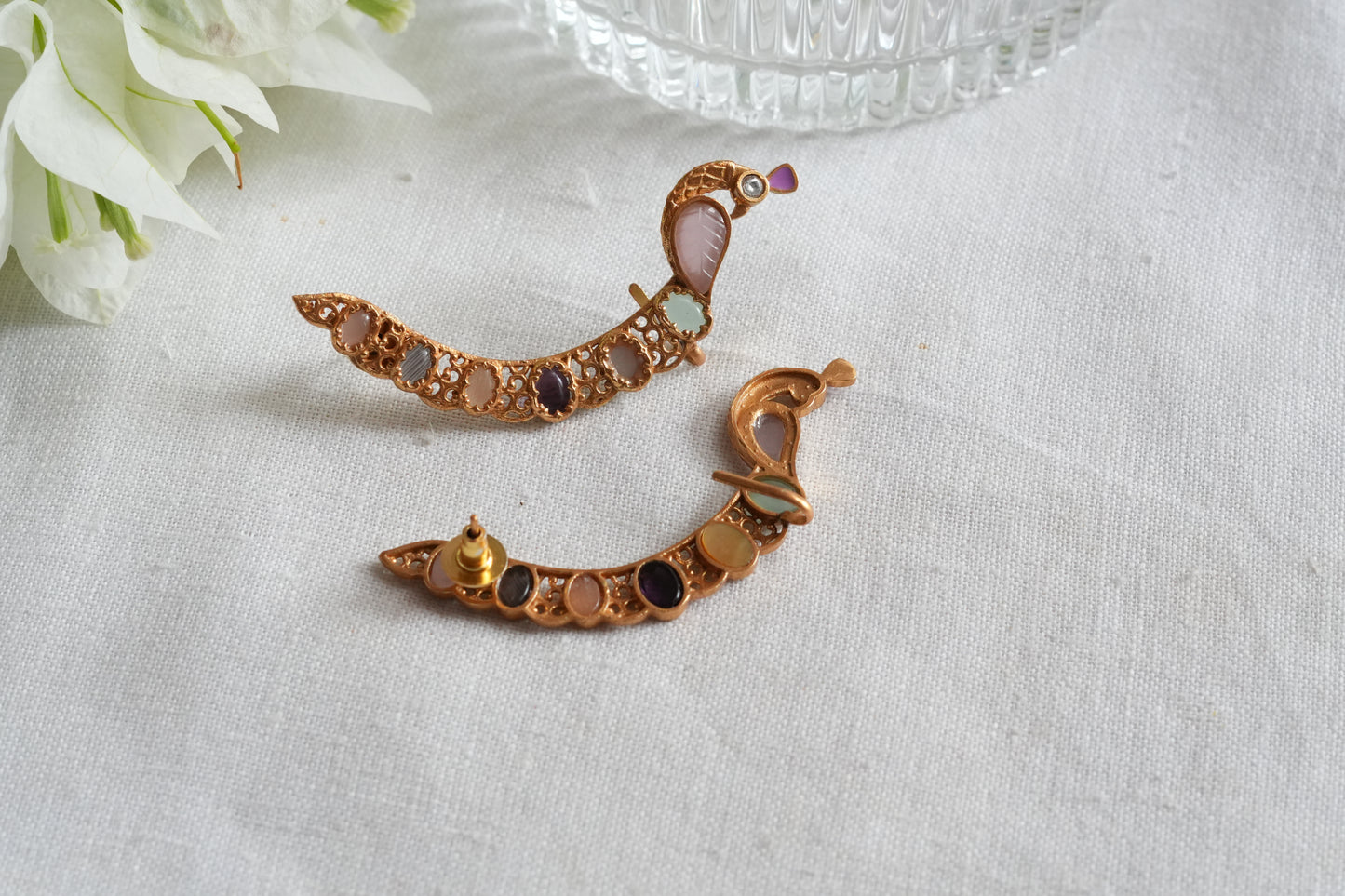 Light Pink Stone Polki earcuff earrings(1-5452)(SR)