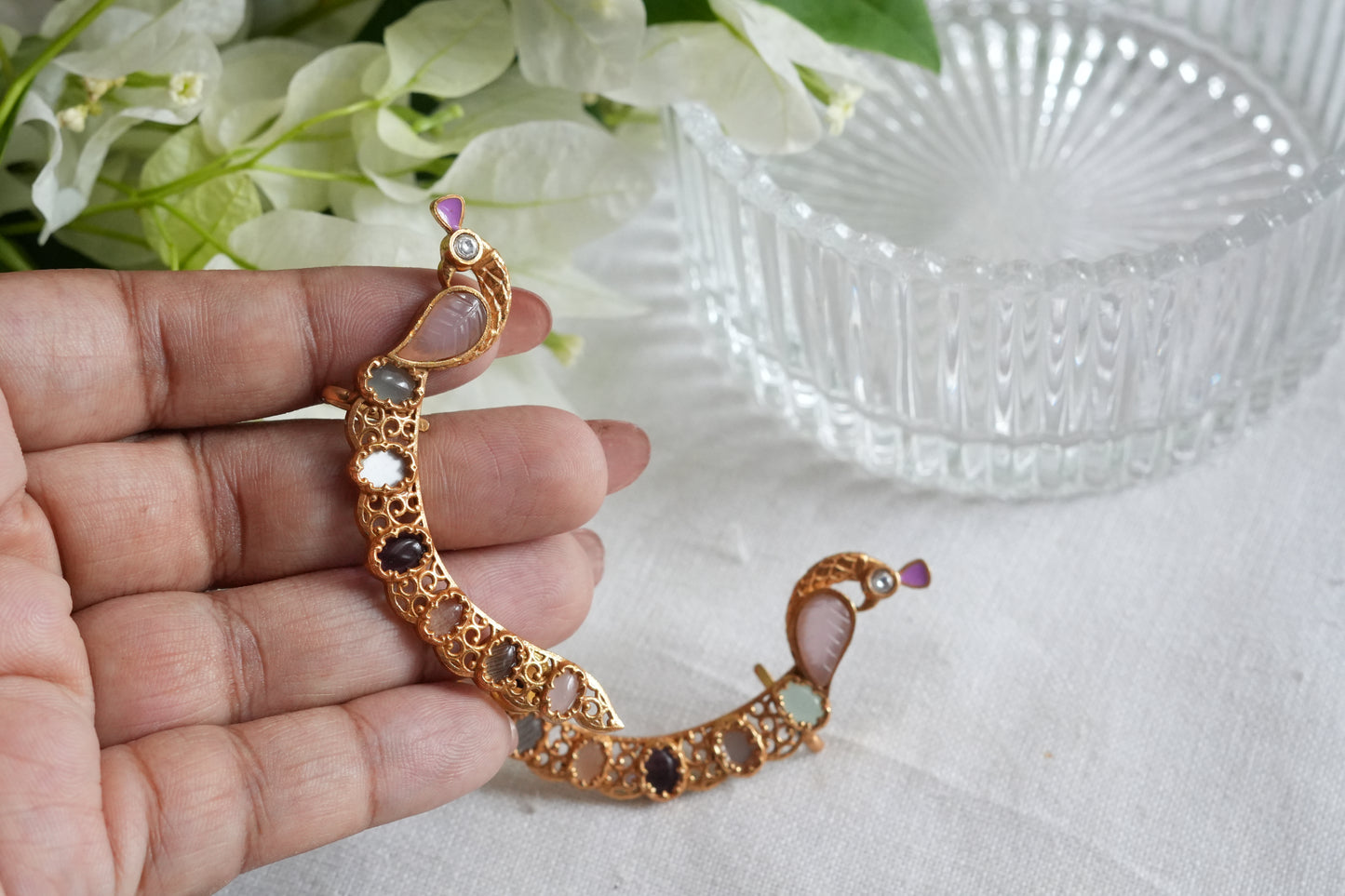 Light Pink Stone Polki earcuff earrings(1-5452)(SR)