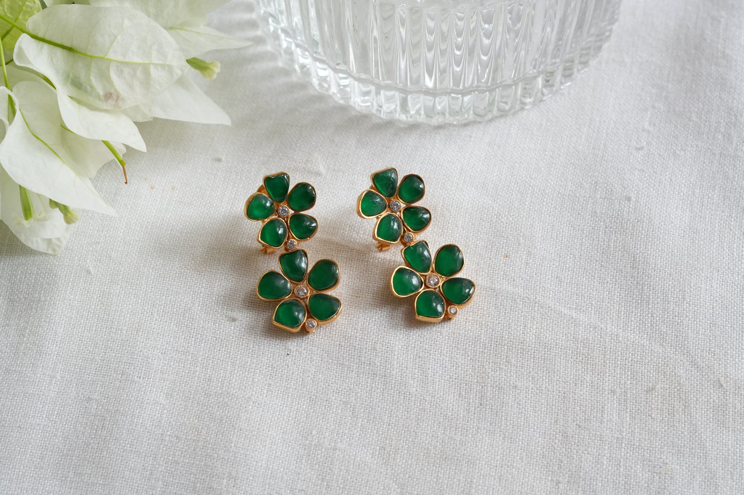 Green Stone Polki earrings(1-5455)(SR)