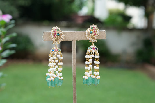 Multi Stone Polki Earrings (1-5404)(B)
