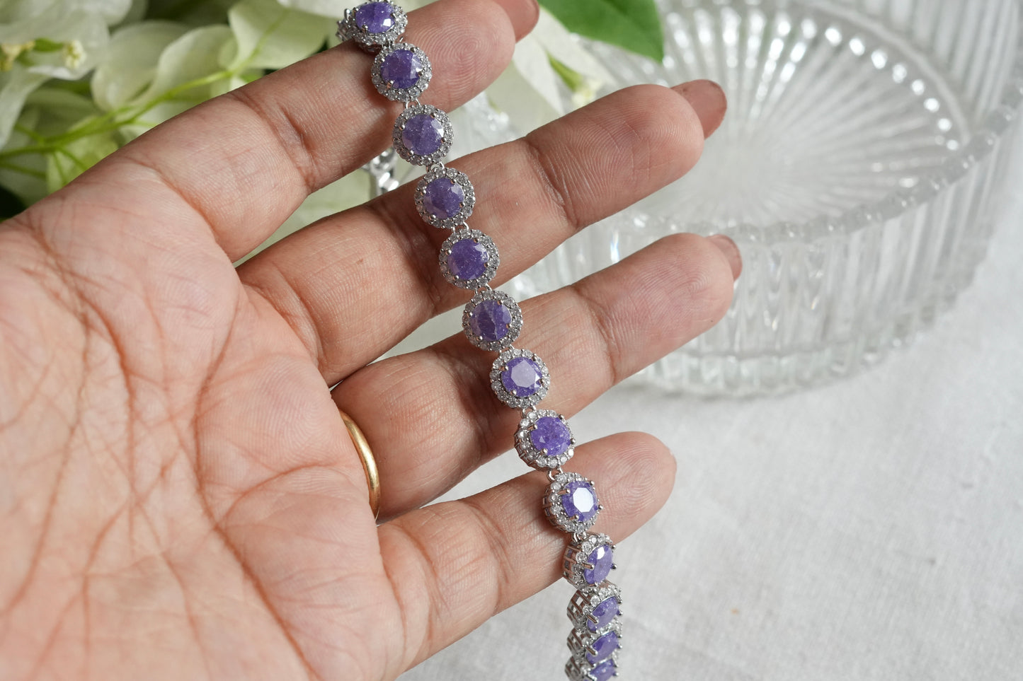 Amythest Stone Ad Bracelet (3-496)(L)