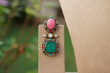 Multi Stone Polki Necklace Set (4-9736)(B)