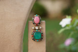 Multi Stone Polki Necklace Set (4-9736)(B)
