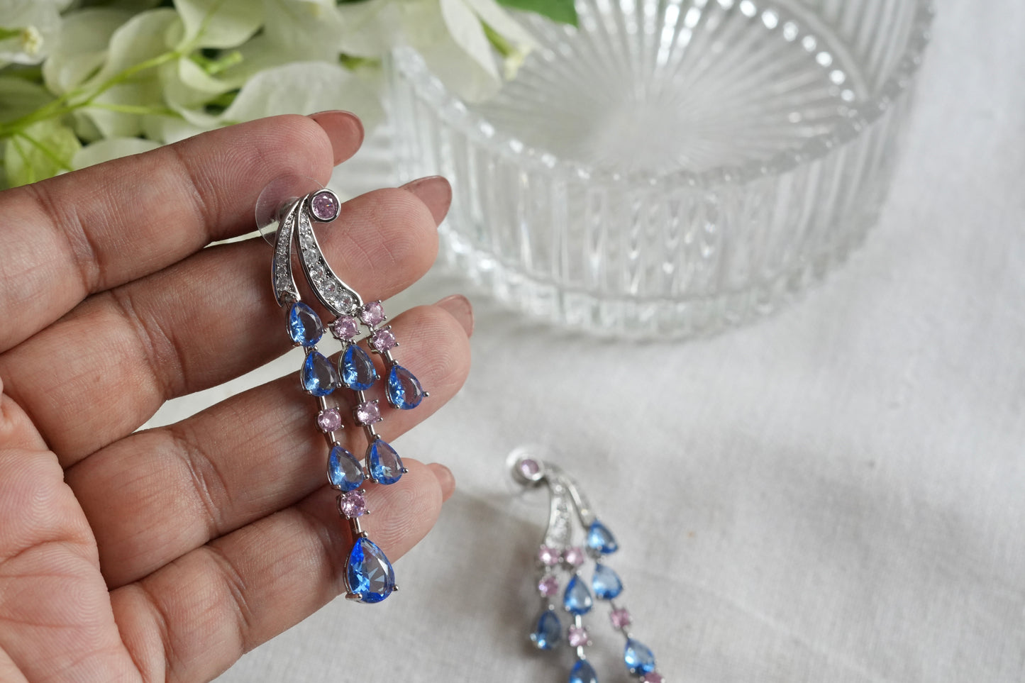 Blue stone earrings(1-5461)(L)