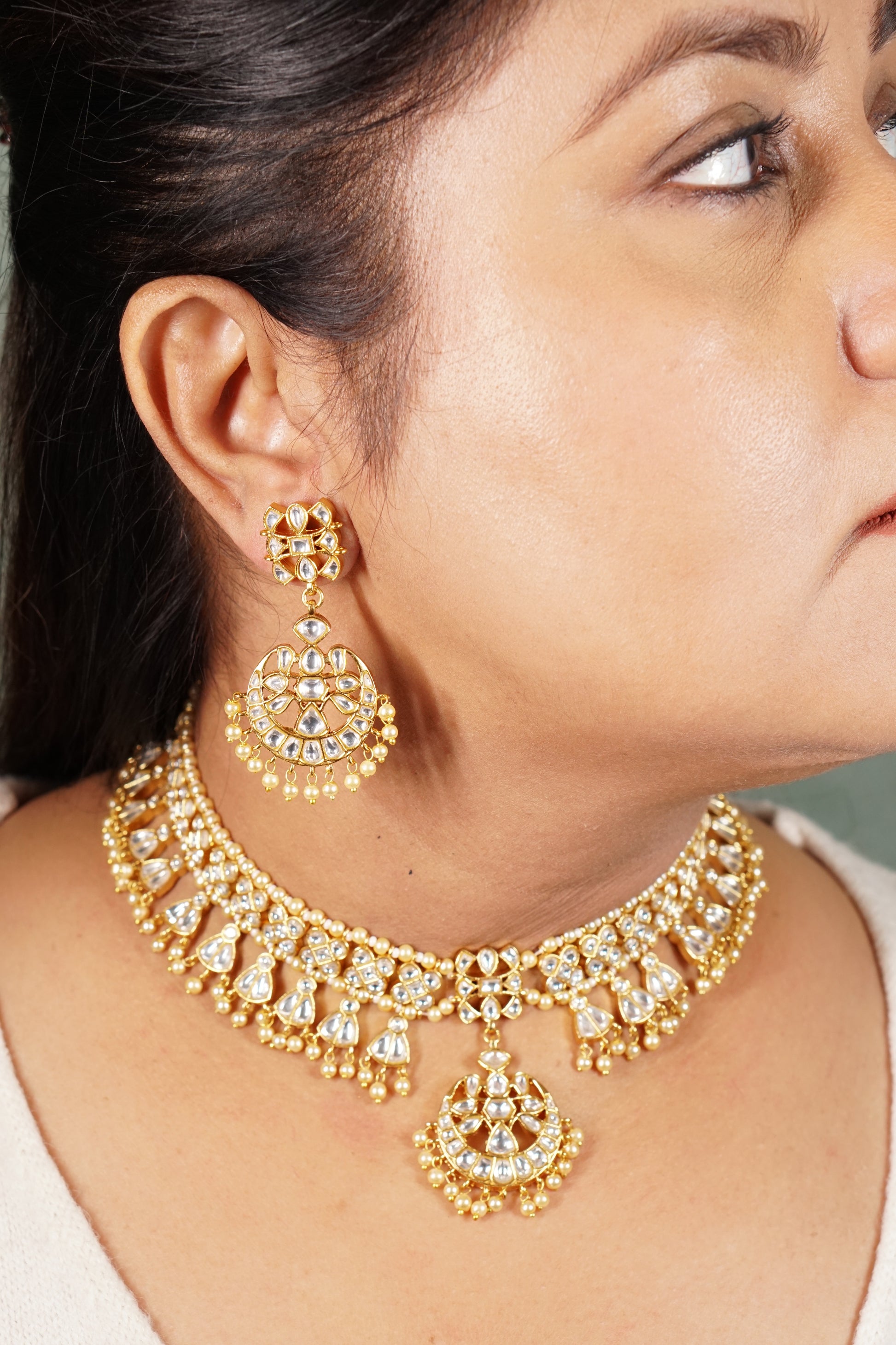 Kundan Necklace set (4-8727)(R)(PREORDER) - JEWELSTYLE