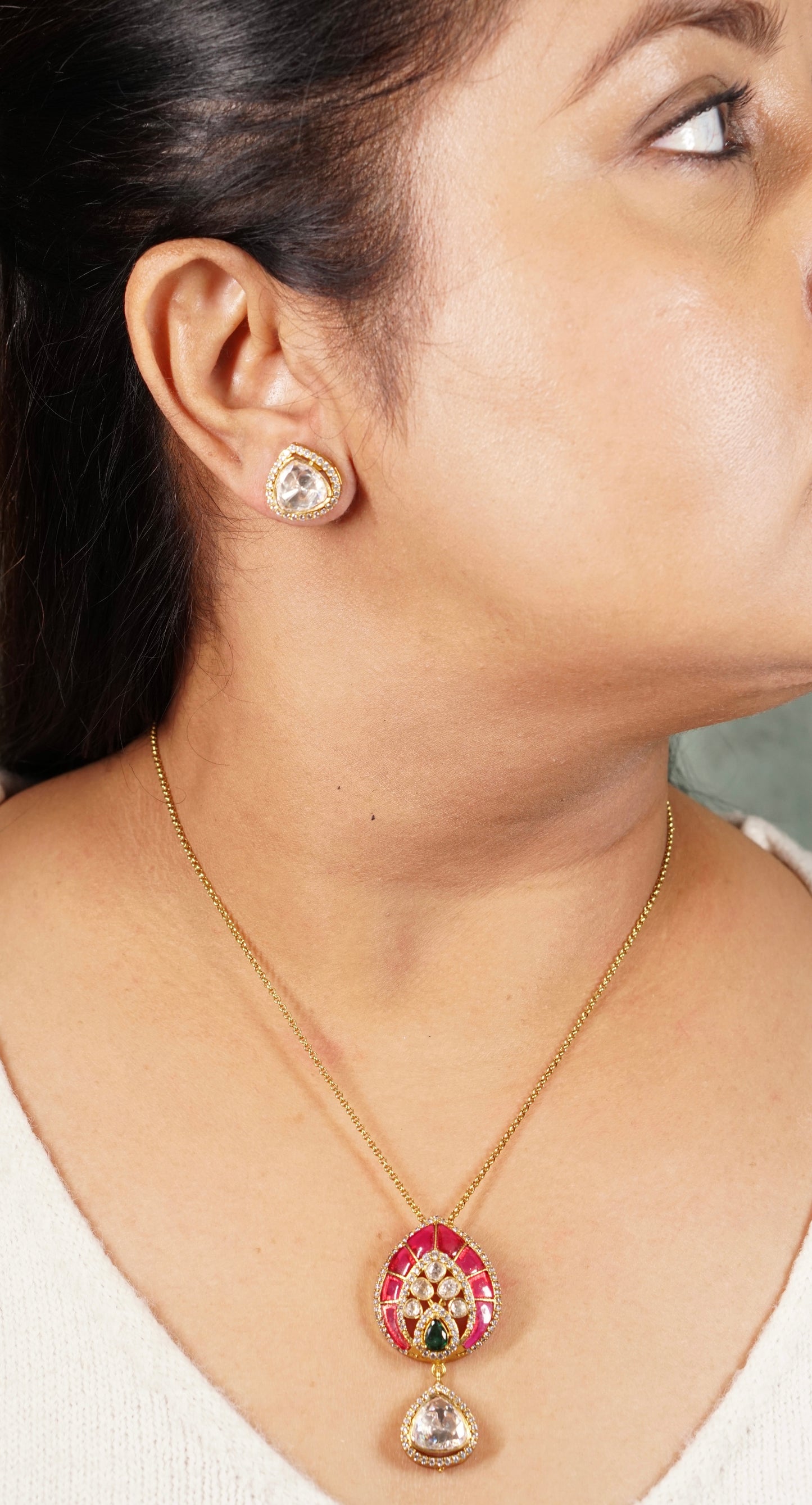 Polki Pendant set (4-8723)(B)