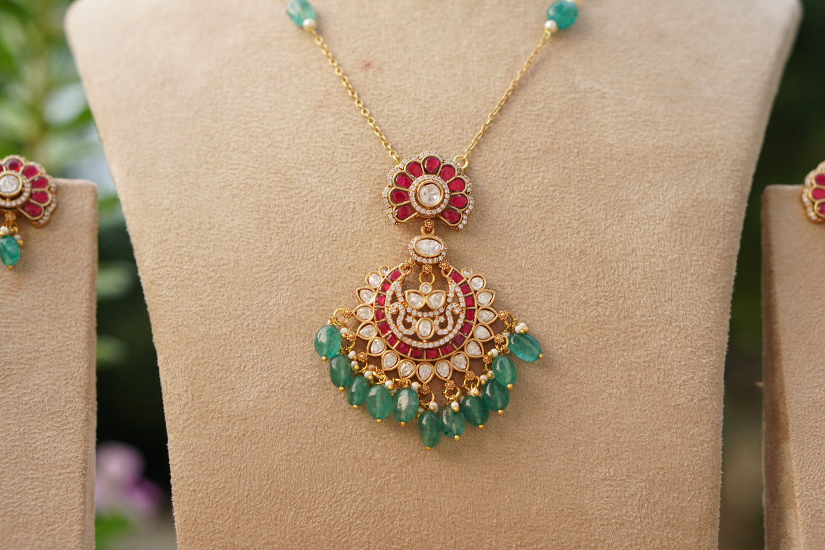 Polki Pendant Set (4-9741)(B)