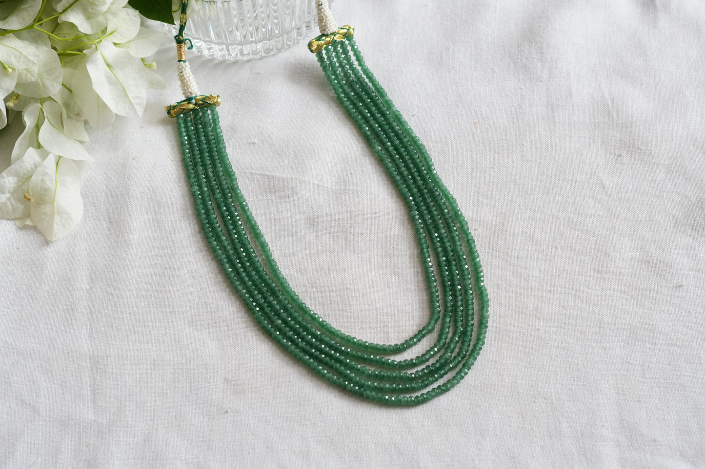Light green Beads Necklace (4-9501)