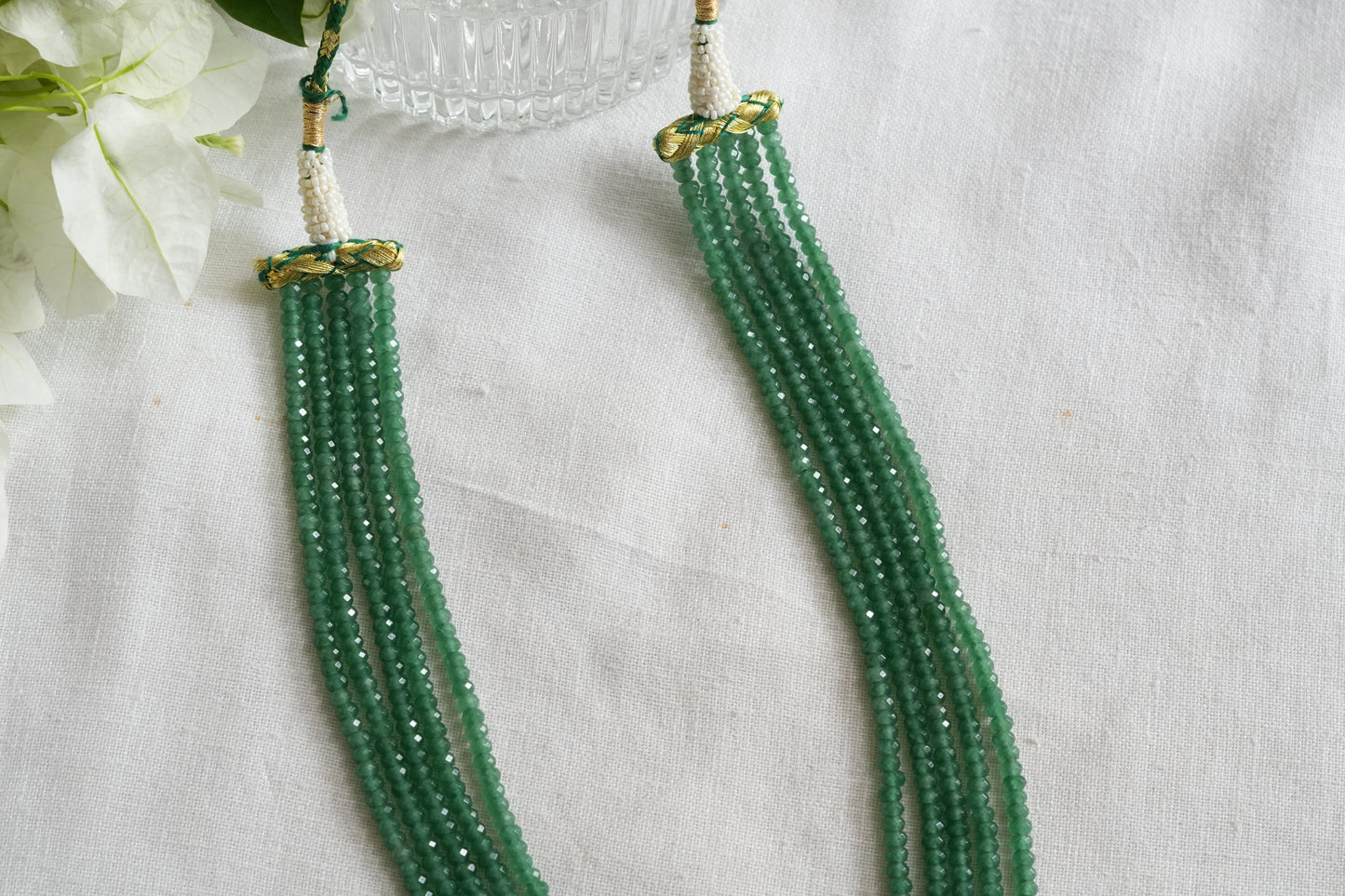 Light green Beads Necklace (4-9501)