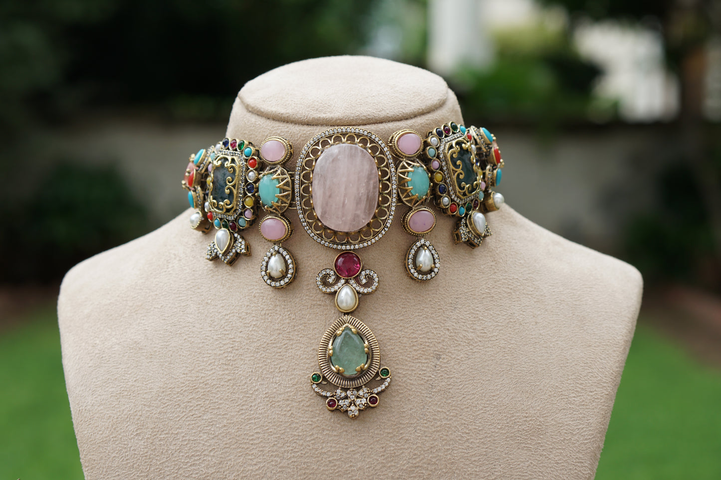 Multi Stone Necklace Set(4-9354)(B)
