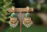Green stone Polki Jhumki (1-5608)(B)