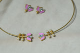Pink Kundan hasli necklace set (4-5563)(R)