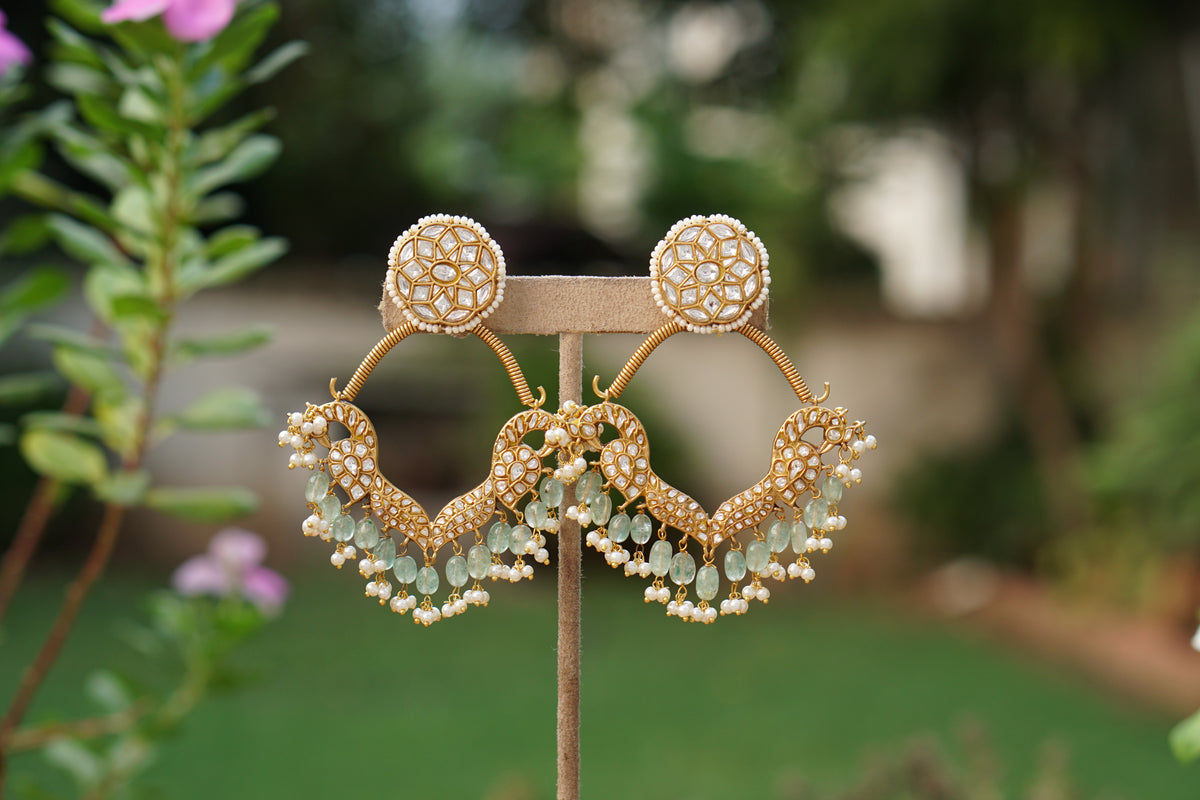 White Stone Kundan Earrings (1-5611)(R)