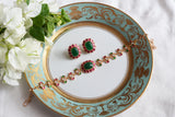 Pink & Green Stone Polki Choker Set (4-9493)(SR)