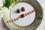 Pink & Green Stone Polki Choker Set (4-9493)(SR)