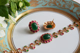 Pink & Green Stone Polki Choker Set (4-9493)(SR)