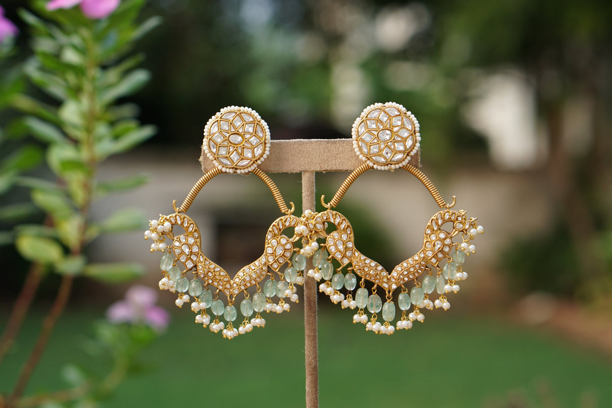White Stone Kundan Earrings (1-5611)(R)
