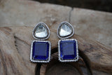 Blue Polki Earrings (1-4134)(A)