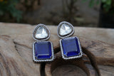 Blue Polki Earrings (1-4134)(A)