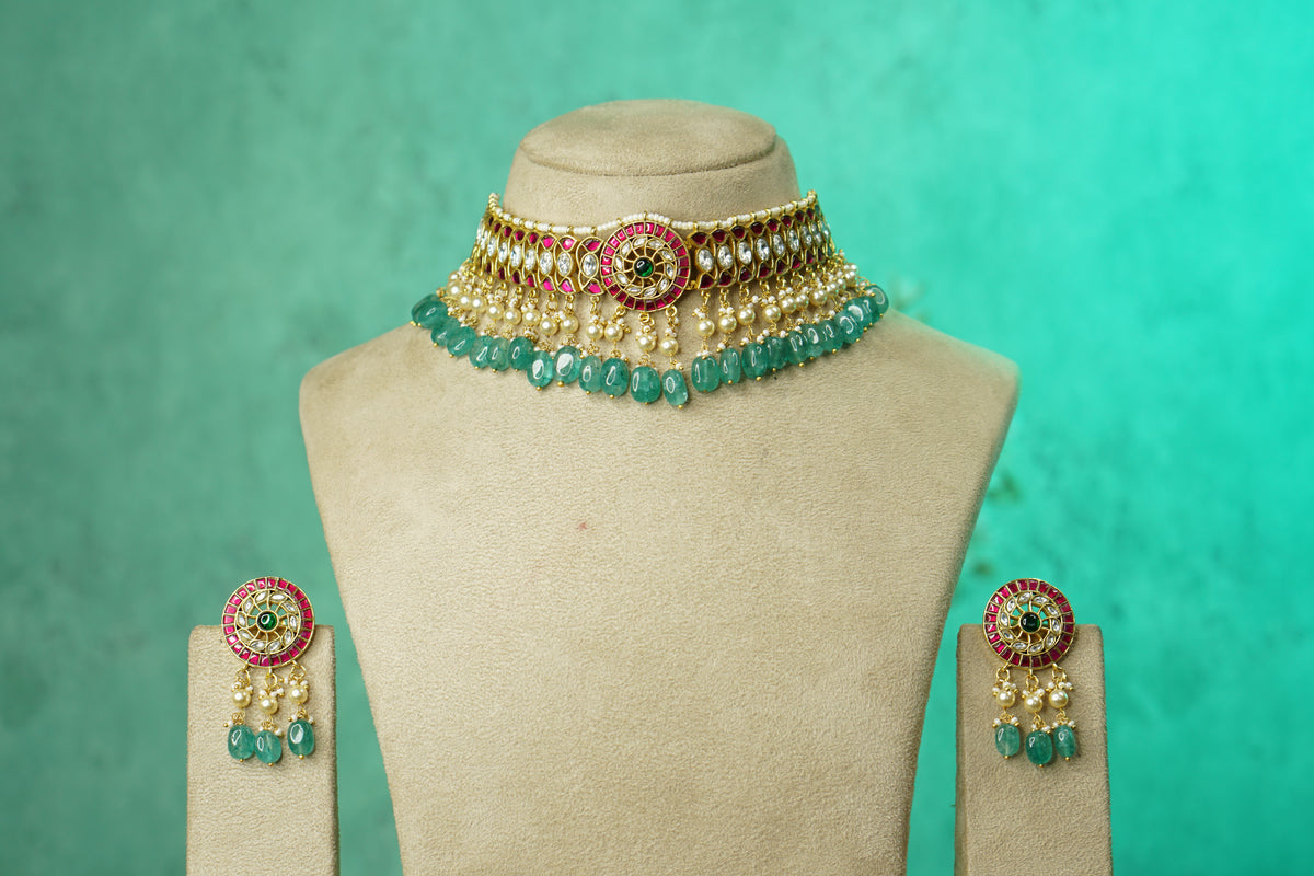 Kundan Choker Set (4-9768)(B)