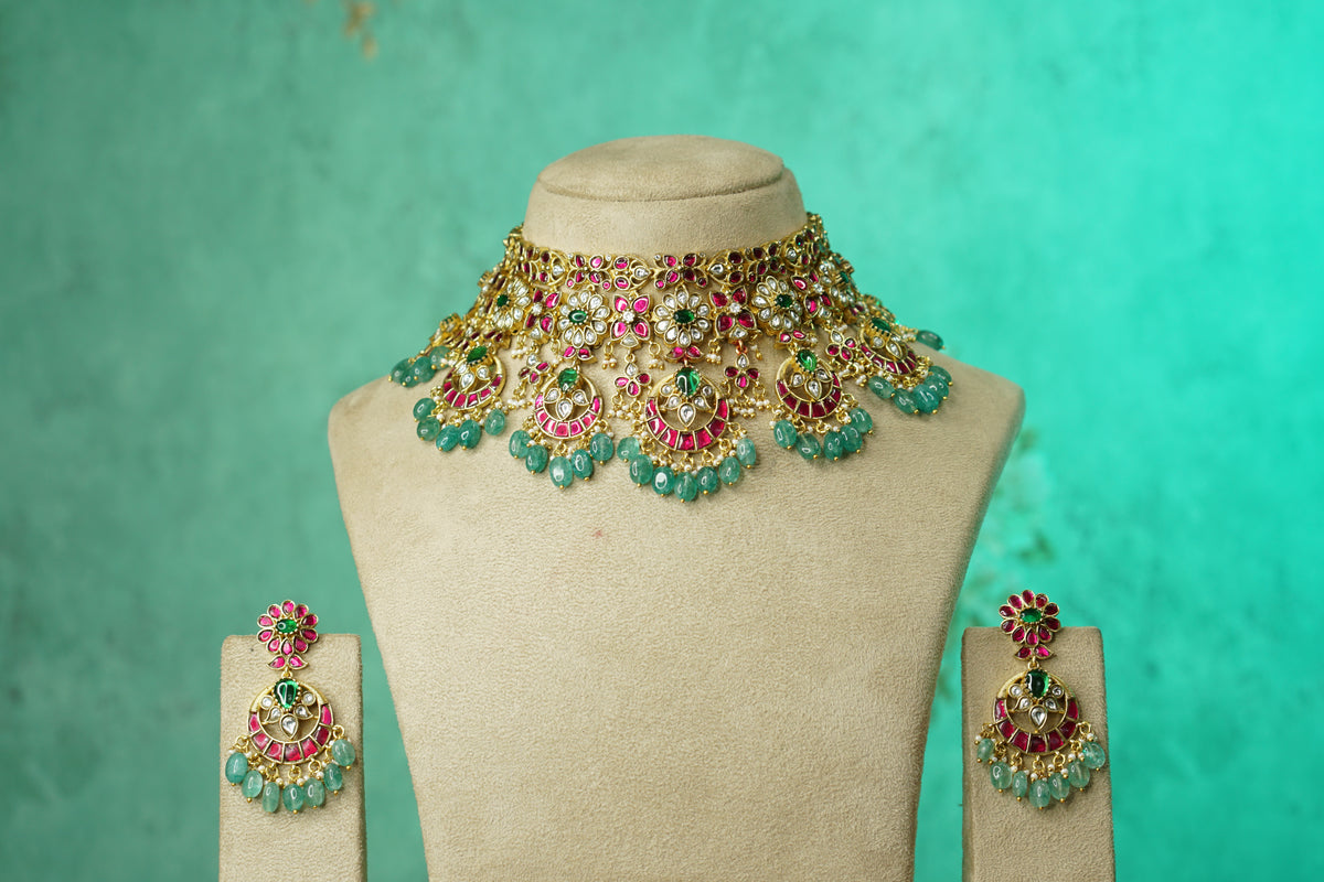 Kundan Necklace Set (4-9767)(B)