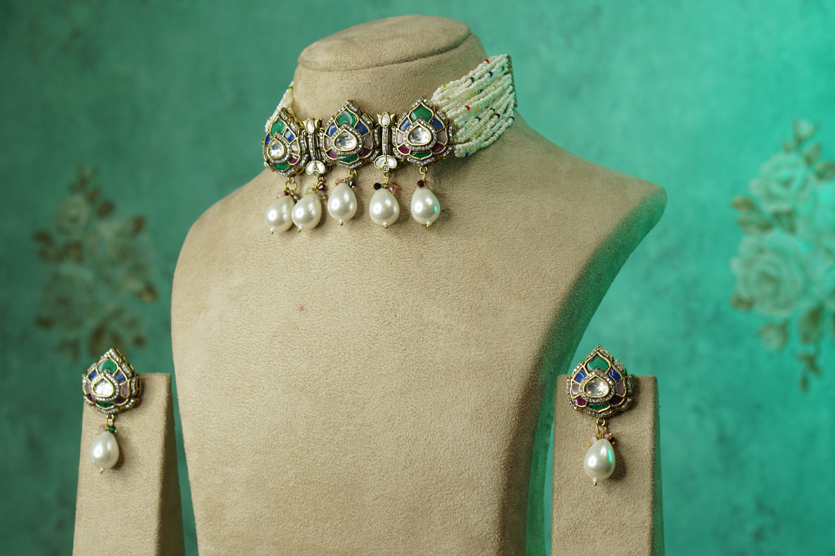 Polki choker Set (4-9764)(B)