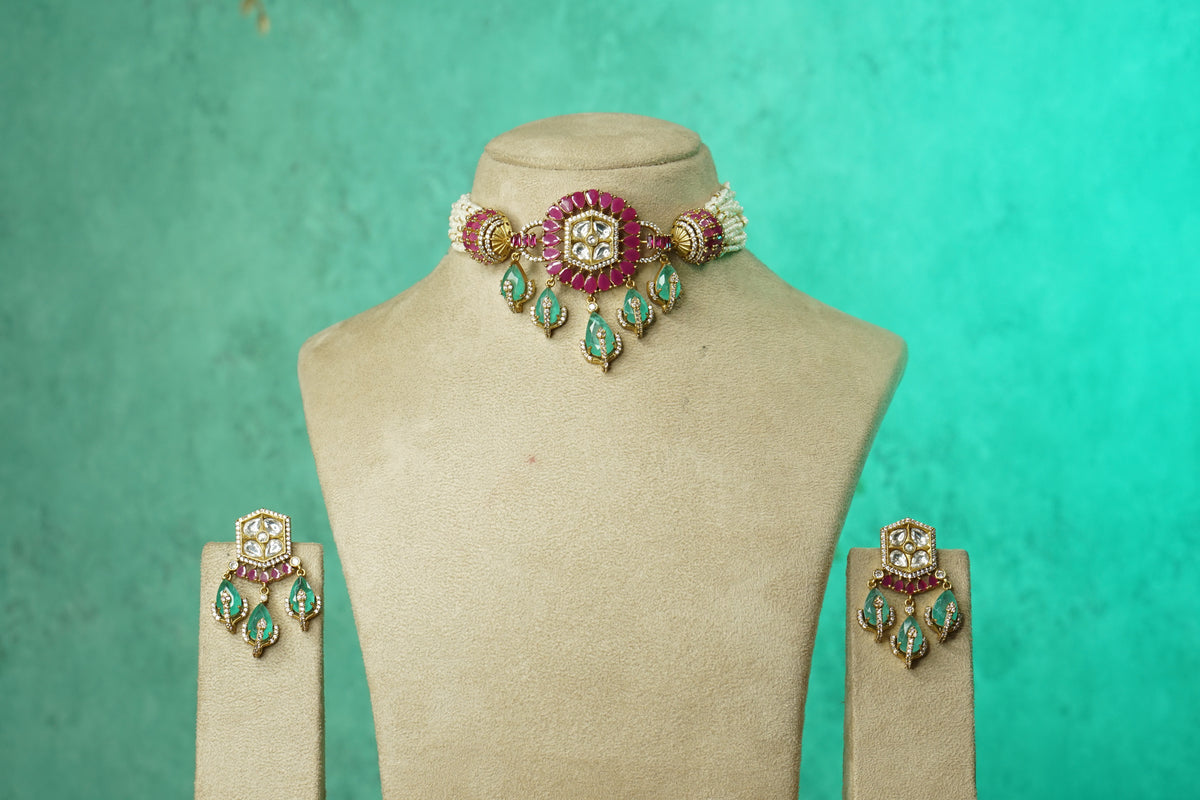 Polki Necklace Set (4-9762)(B)