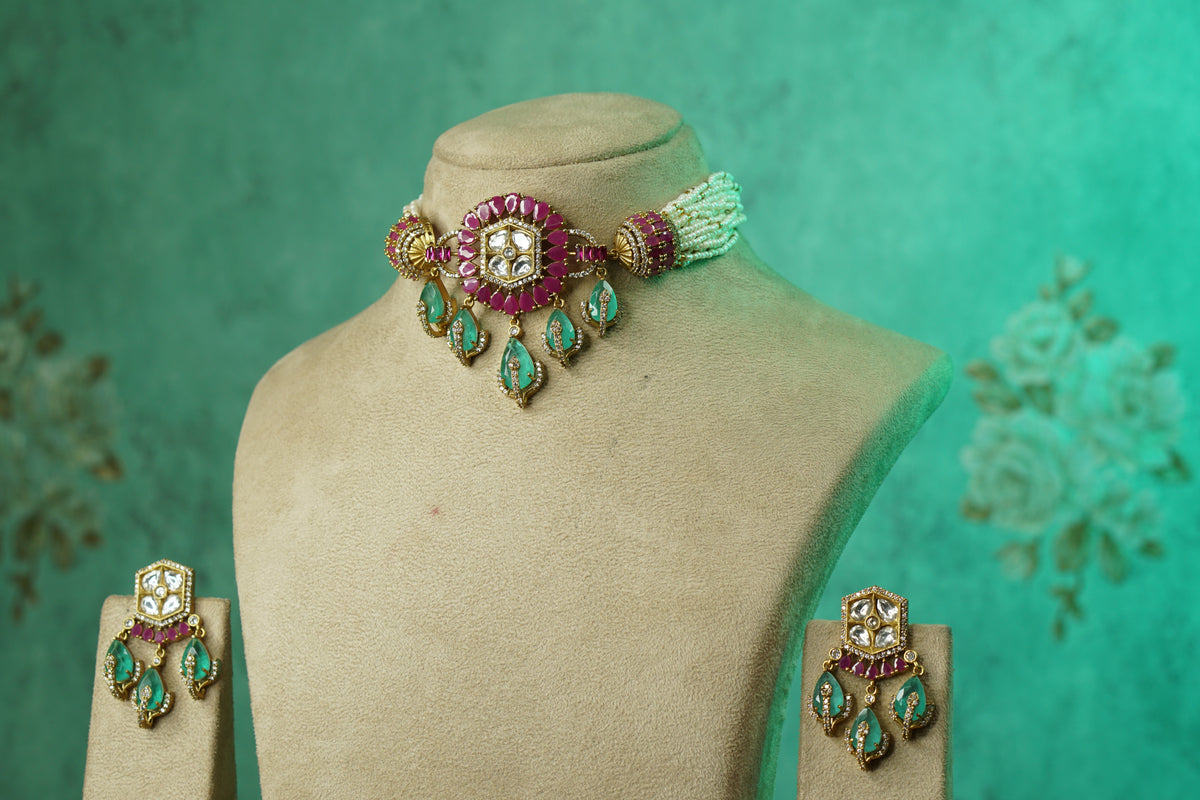 Polki Necklace Set (4-9762)(B)