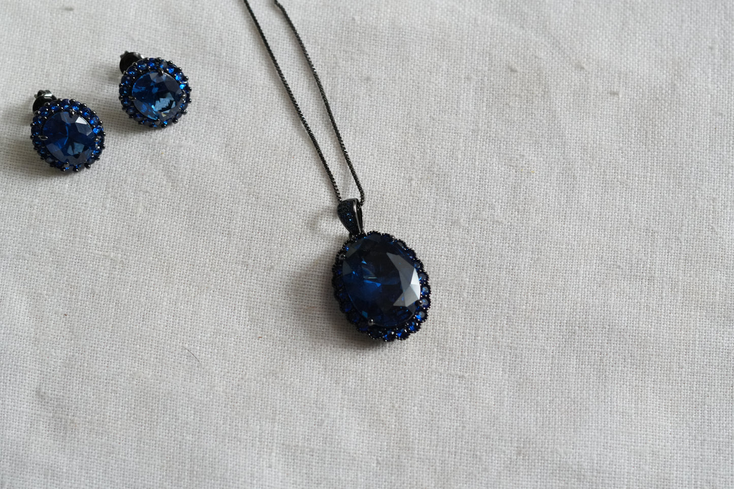 Blue Stone AD Pendant Set (4-9499)(L)(From Turkey)