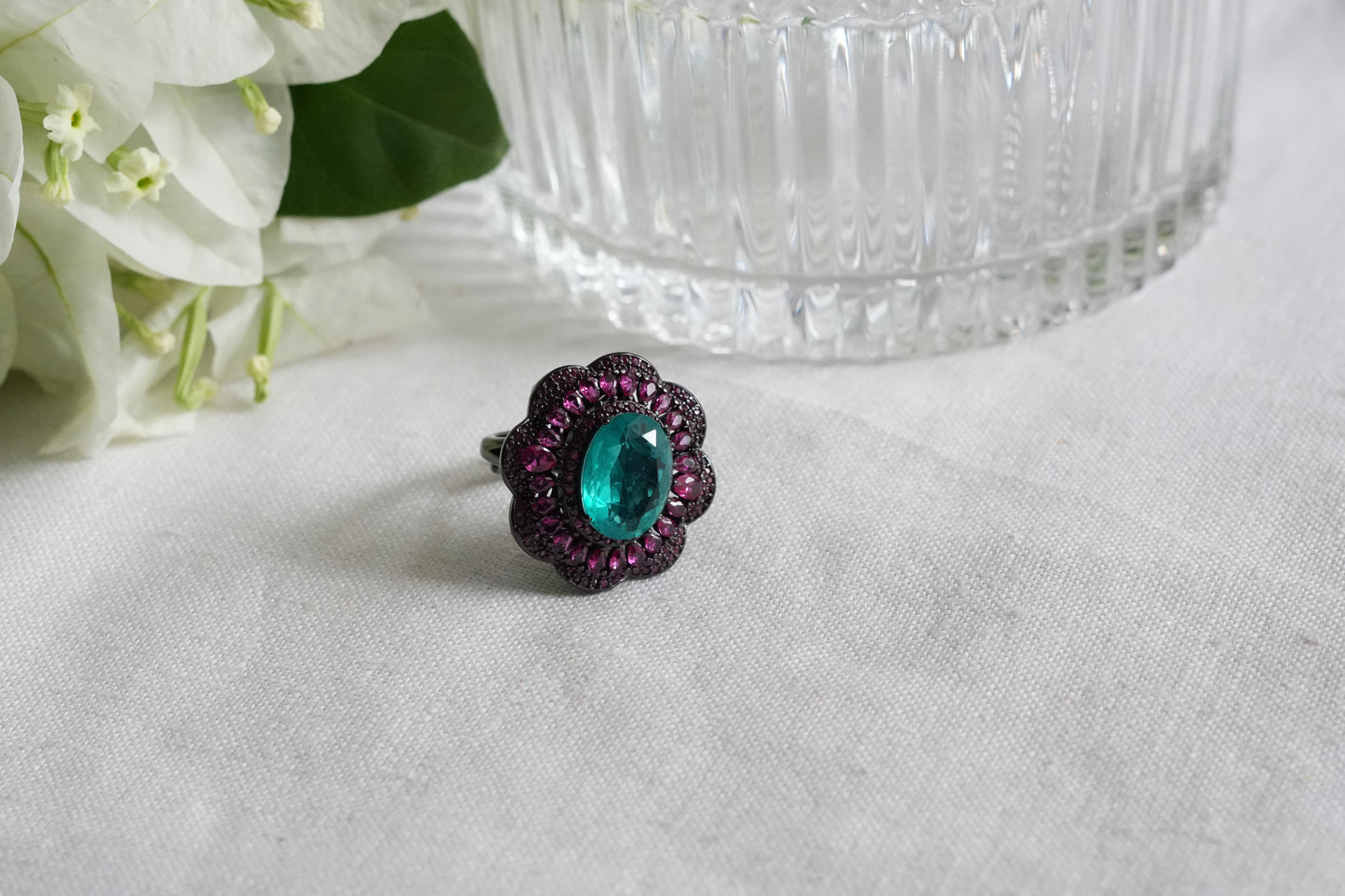 Aqua n ruby stone ring(6-380)(L)(from turkey)