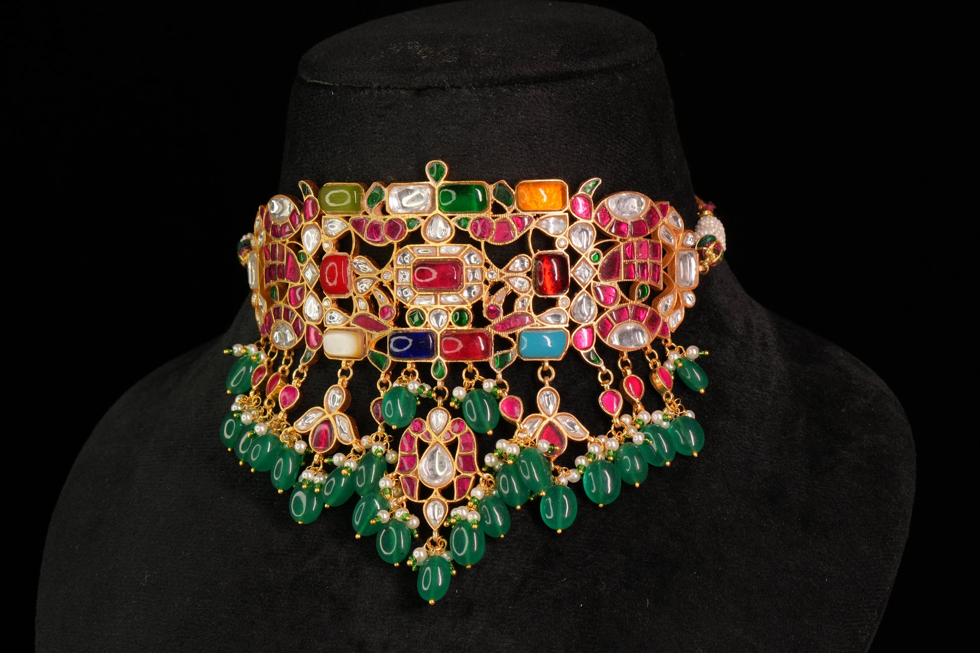 Navratan Kundan Choker Set(4-8866)(R) - JEWELSTYLE