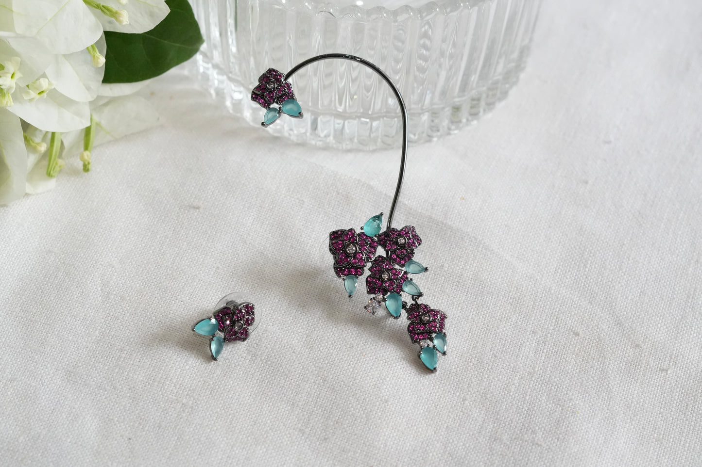 Mint n ruby stone earcuff(1-5466)(L)