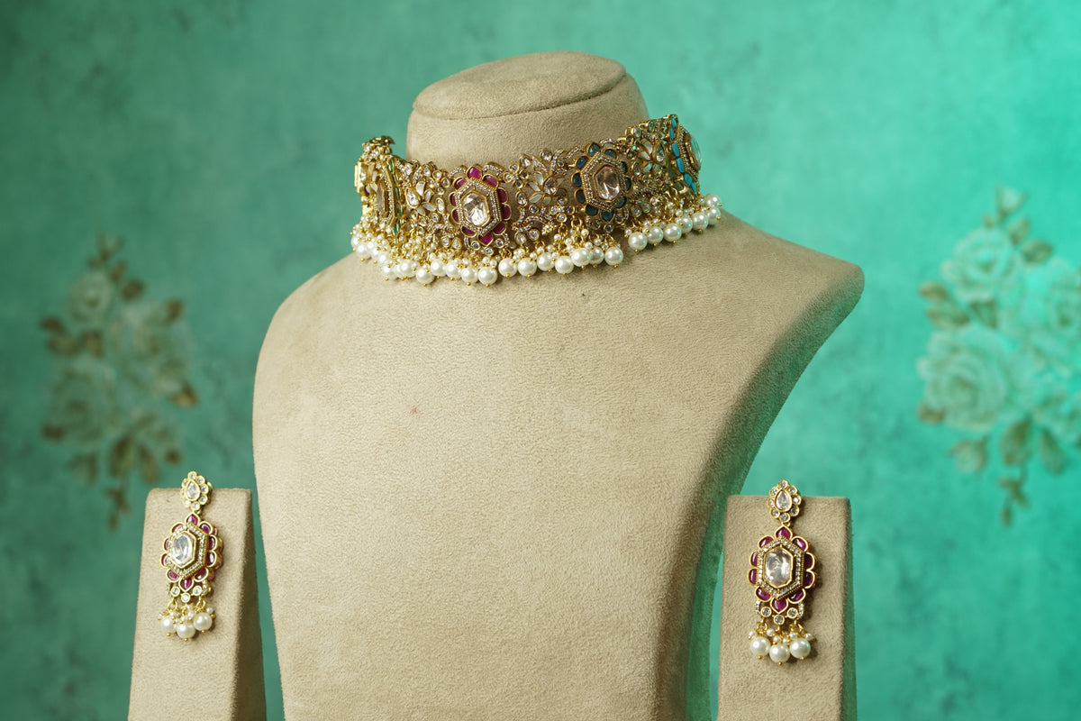 Polki Necklace Set (4-9752)(B)