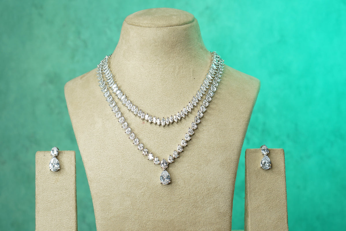 AD Stone Necklace Set (4-9750)(B)