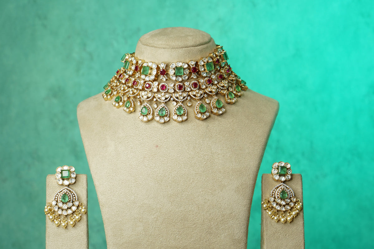 Polki Necklace Set (4-9746)(B)