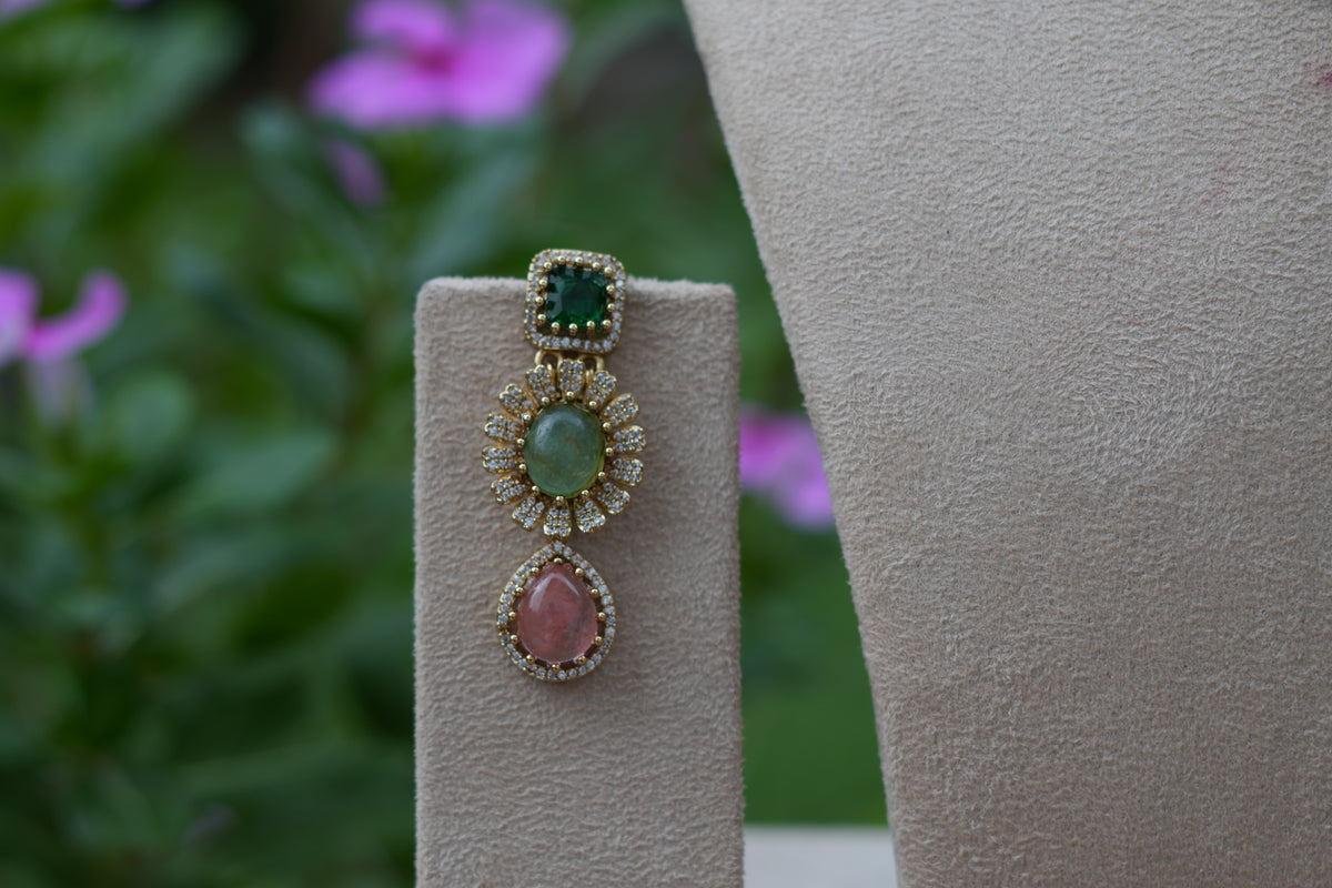Multi Stone Necklace Set (4-9551)(B)