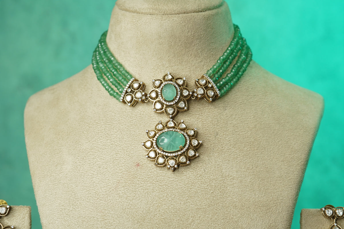 Polki Necklace Set (4-9744)(B)
