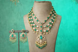 Green Stone Polki Necklace Set (4-9742)(B)