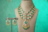 Green Stone Polki Necklace Set (4-9742)(B)