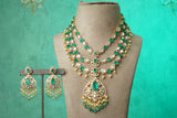 Green Stone Polki Necklace Set (4-9742)(B)