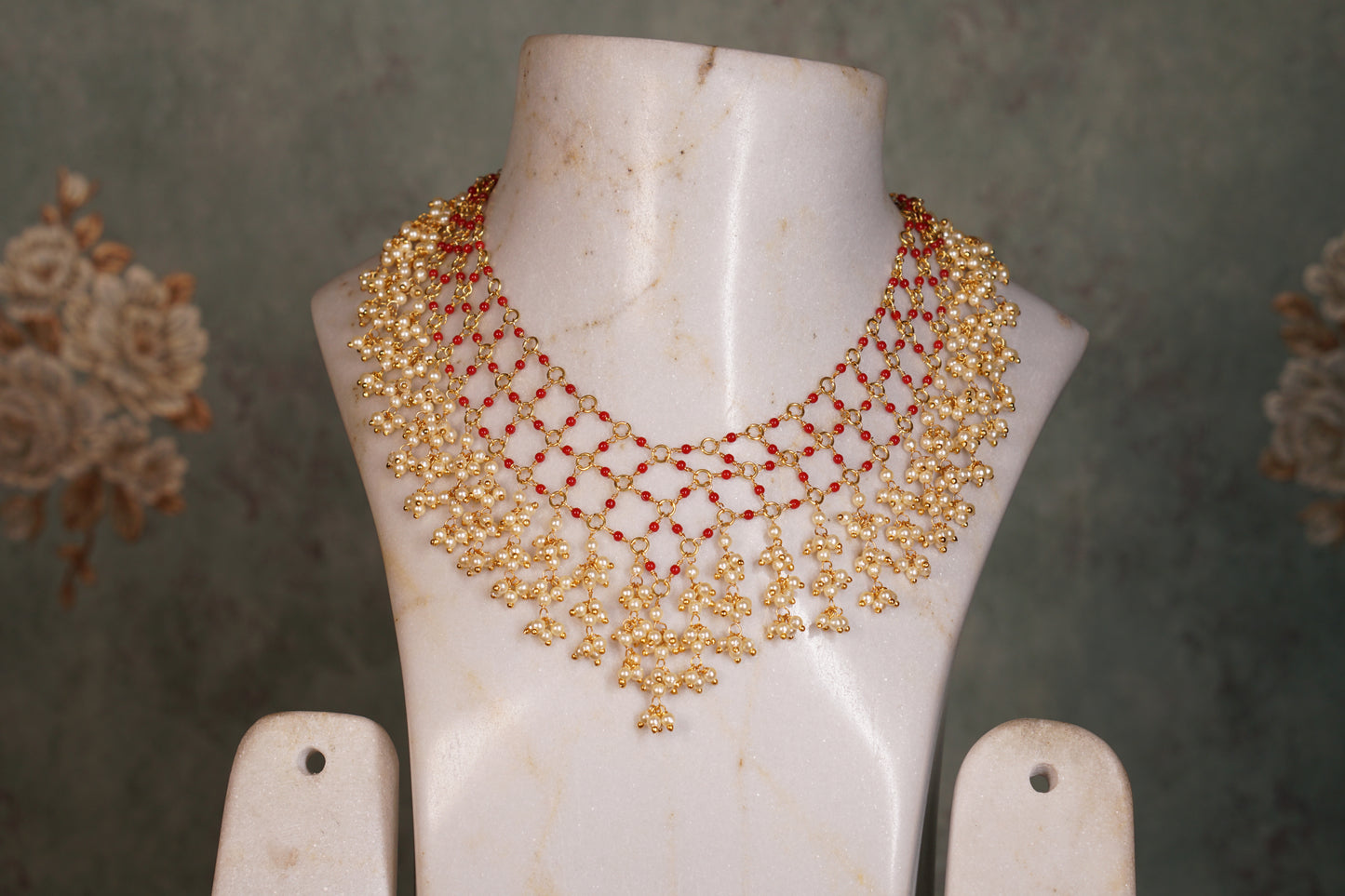 Coral Beads jaali Necklace (4-8117)(N) - JEWELSTYLE