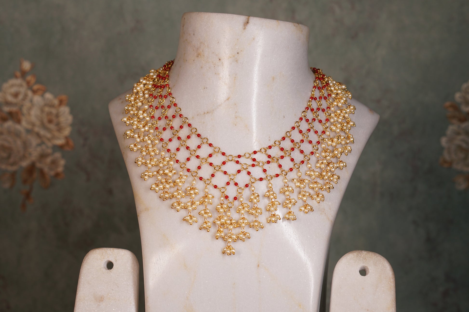 Coral Beads jaali Necklace (4-8117)(N) - JEWELSTYLE