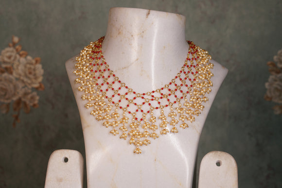 Coral Beads jaali Necklace (4-8117)(N)