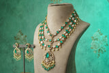 Green Stone Polki Necklace Set (4-9742)(B)