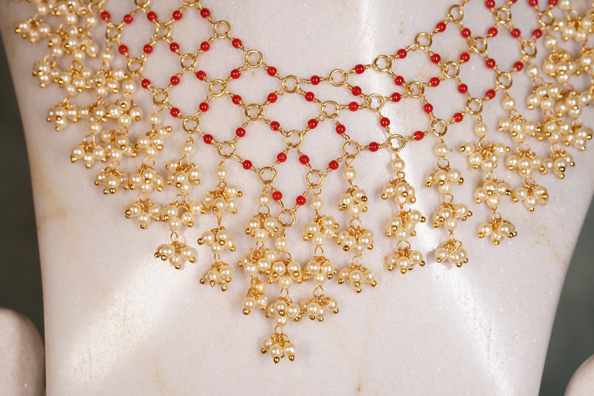 Coral Beads jaali Necklace (4-8117)(N) - JEWELSTYLE