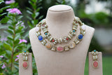 Multi Stone Necklace Set (4-9552)(B)