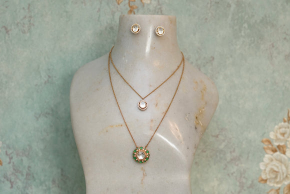 Kundan pendant necklace set (4-5932)(B)