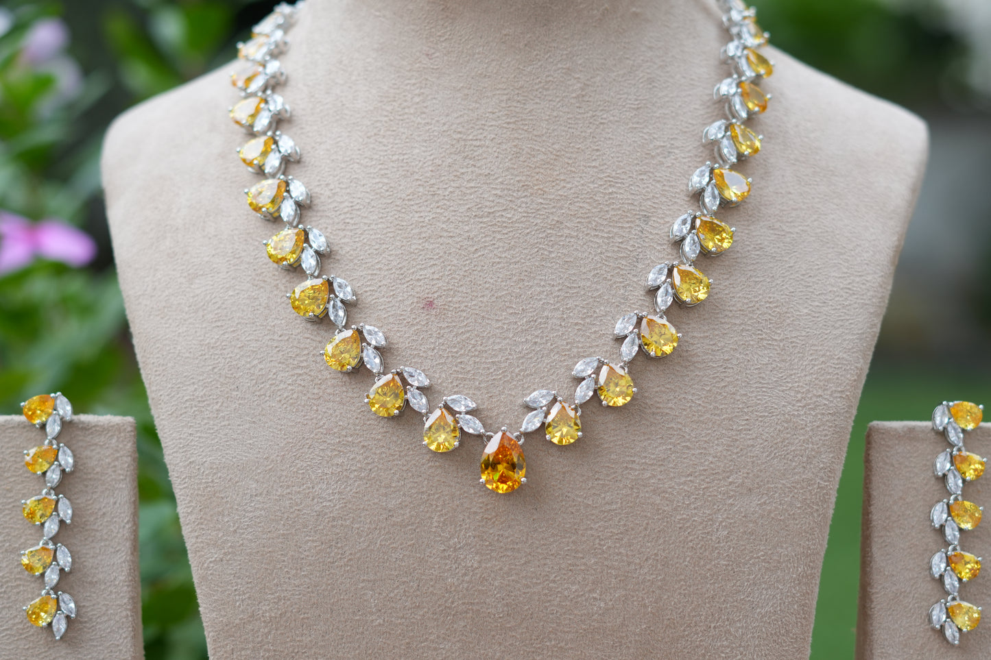 Yellow Stone AD Necklace Set (4-9549)(B)