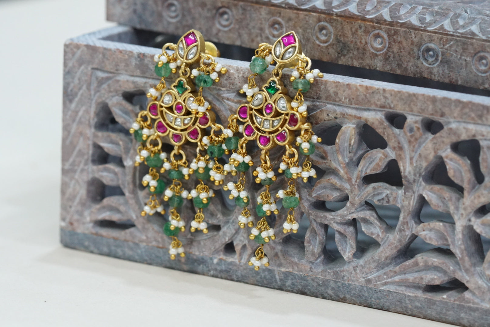 Small Kundan earrings (1-3761)(K) - JEWELSTYLE