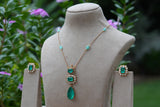 Green doublet Stone Polki Pendant Set (4-9481)(B) - JEWELSTYLE